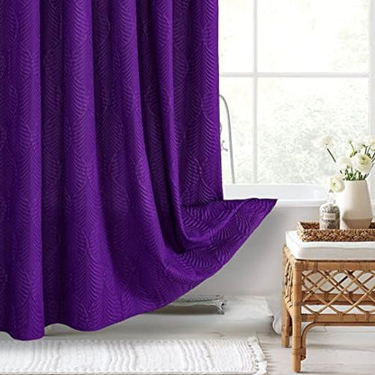 Gibelle Purple Shower Curtain for Bathroom, 3D Embossed Textured Fabric Shower Curtain, Modern Farmhouse Chic Soft Cloth Shower Curtain Set with Hooks, 72x72