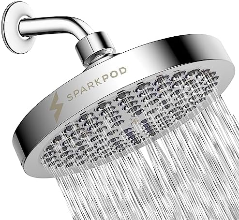 SparkPod Rain Shower Head, 6 Inch Round, Luxury Polished Chrome Finish