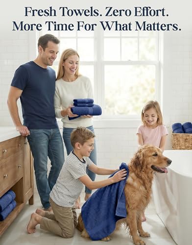 LANE LINEN Bathroom Towel Set 16 Piece Soft Absorbent Quick Dry - Navy
