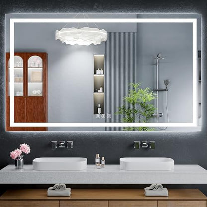 60"x36" LED Bathroom Mirror with Lights, Backlit+Frontlit, Anti-Fog