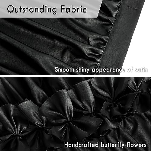 Homechoice Decor 2-Piece Black Satin Shower Curtain, 72x96 Inches (Pair)