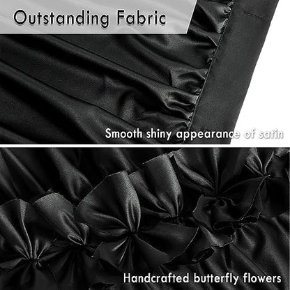 Homechoice Decor 2-Piece Black Satin Shower Curtain, 72x96 Inches (Pair)