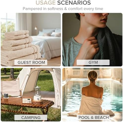 Comfort Spaces 12 Pc Towel Set, 100% Cotton Zero Twist, Beige Tan