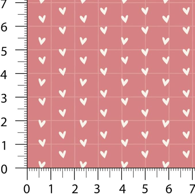Valentine Patchwork Fabric Panel 100x155 cm – 100% Cotton Satin, 6 Coordinated Heart, Love Script, Dot & Stripe Prints on One Continuous Sheet (Love Story, 6pcs 50x50cm)