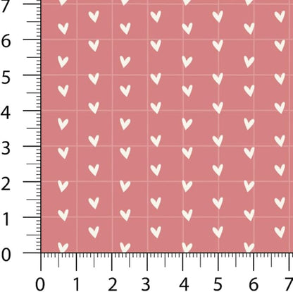 Valentine Patchwork Fabric Panel 100x155 cm – 100% Cotton Satin, 6 Coordinated Heart, Love Script, Dot & Stripe Prints on One Continuous Sheet (Love Story, 6pcs 50x50cm)