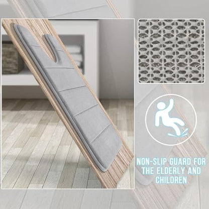 Yimobra Memory Foam Toilet Bath Mat U-Shaped, Commode Contour Rug, Soft and Comfortable, Super Water Absorption, Non-Slip, Thick, Machine Wash and Easier to Dry for Bathroom, 24 X 20 Inches, Grey