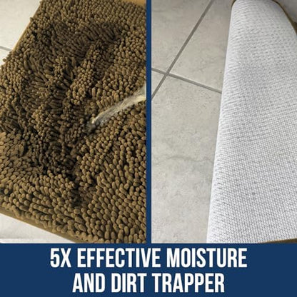 Muddy Mat® | Chenille Bathroom Rugs Quick Dry Microfiber Mats Non Slip Washable, Extra Thick, Soft and Highly Absorbent Bath Mats for Bathroom, Kitchen, and Shower Floor - Beige 24"x59"