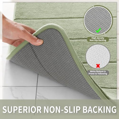 Yimobra Large Bath Mat 36"x24", Super Soft Quick Dry Memory Foam Bathroom Rug, Water Absorbent, Non Slip Backing Machine Washable for Tub Shower, Thick Comfort Support, Sage Green