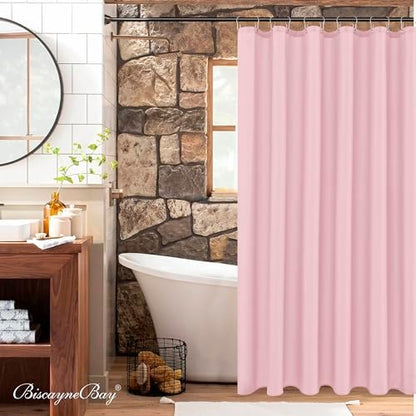 Fabric Shower Curtain Liner 72"W x 84"L-Pink Extra Long Shower Liners