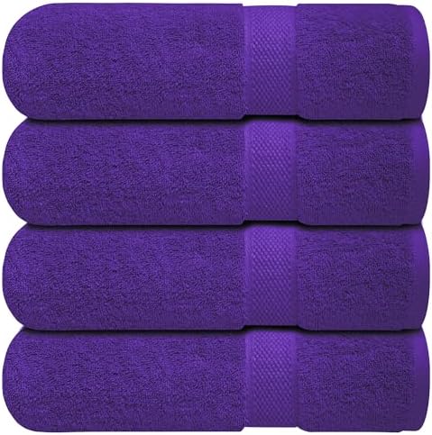 Infinitee Xclusives 100% Ring-Spun Cotton Bath Towels for Bathroom - Pack 4