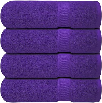 Infinitee Xclusives 100% Ring-Spun Cotton Bath Towels for Bathroom - Pack 4