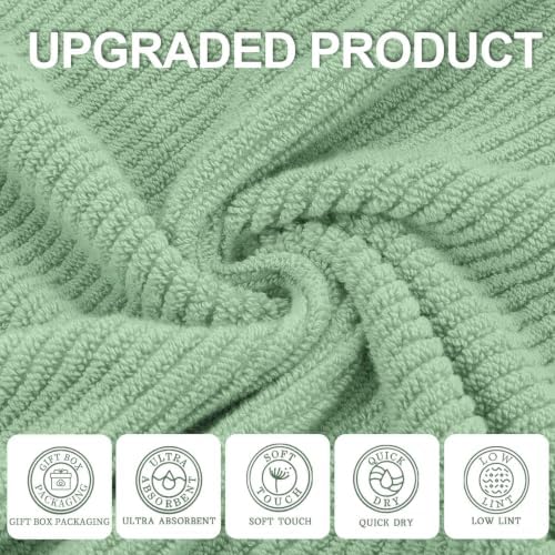 VOOVA & MOVAS 3PC Towel Set, 100% Cotton, Mint Green