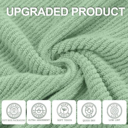 VOOVA & MOVAS 3PC Towel Set, 100% Cotton, Mint Green