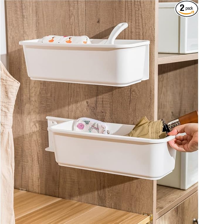 2 Pack Under Sink Organizers and Storage,1 Tier Pull Out Cabinet Organizer,Sliding Cabinet Organizers with Storage Drawers for Bathroom Kitchen Countertop Narrow Space