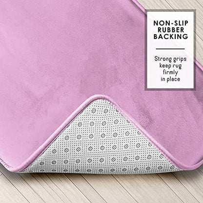 Clara Clark Bathroom Rug Set, 2 Piece Velvet Memory Foam Bath Mats with Non-Slip PVC Backing - Lavender Dream, Dries Quickly, Washable, Waterproof, Fade Resistant - 17x24 + 20x32 inches