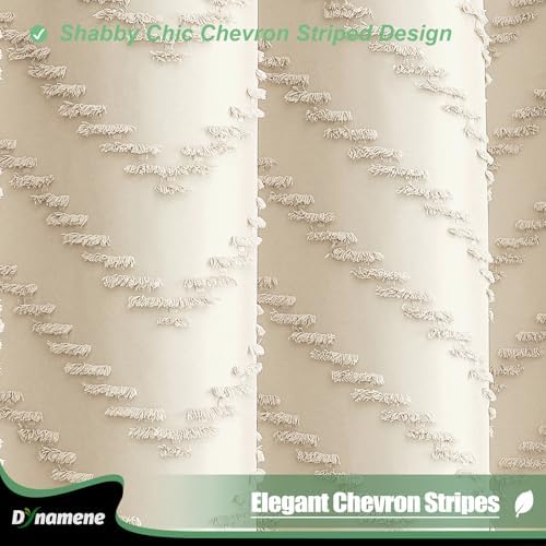 Dynamene Stall Boho Farmhouse Shower Curtain Tufted Chevron 60"x72" Beige