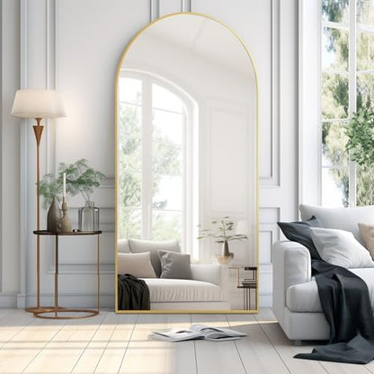 Dewfig Arched Full Length Mirror, 71"x30" Large Floor Mirror, Gold