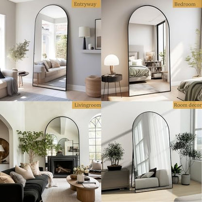 Dewfig Arched Full Length Mirror, 71"x30" Large Floor Mirror, Black