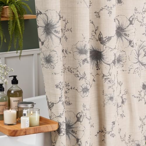 Vintage Floral Shower Curtain with 12 Clear Rings - 72" W x 72" L