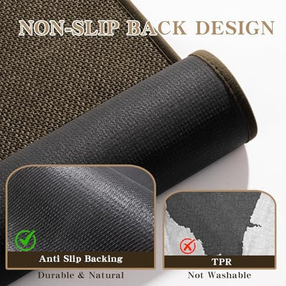 chakme Bathroom Rugs Mat 32x17, Ultra Thin Non Slip Bath Mat Quick Dry Absorbent Bath Mat for Bathroom Floor, (Brown, 32"x17")