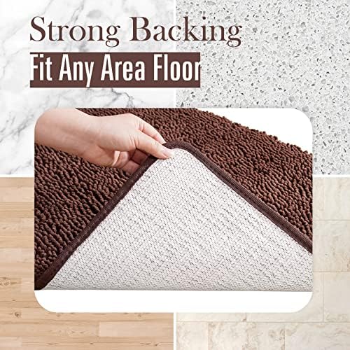 LOCHAS Luxury Bathroom Rug Shaggy Bath Mat 24 x 70 Inch, Brown