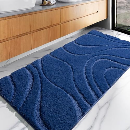 DEXDE Bathroom Rugs Runner Non-Slip Mat for Bathroom Floor 24X47 Navy Blue