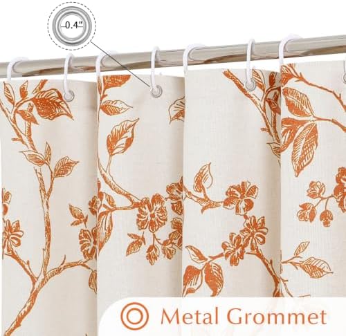 MitoVilla Extra Long Cotton Floral Shower Curtain for Bathroom,72 x 84