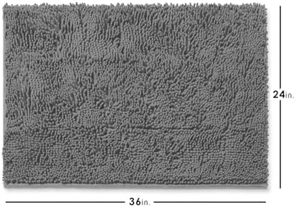 Hearth & Harbor Bathroom Rugs, Chenille Bath Mat - Machine Washable Bath Mats for Bathroom Non-Slip Backing Rubber, Quick Dry Bathroom Mat, 24 x 36 - Frost Grey