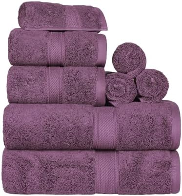 SUPERIOR Egyptian Cotton Ultra Plush & Absorbent, 8 Piece Set, Plum