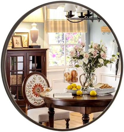 XRAMFY 36 Inch Round Mirror-Black Circle Mirrors for Bathroom, Entryway