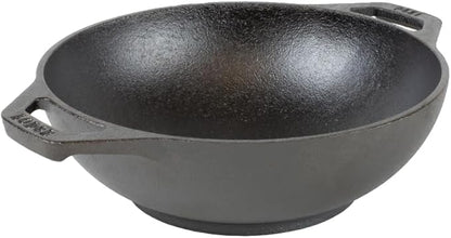 Lodge 9 Inch Cast Iron Mini Wok with Dual Loop Handles – PFAS FREE Pre-Seasoned Small Stir Fry Pan – Stovetop & Oven Safe Heavy Duty High-Heat Retention Pan – Made in USA