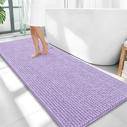 OLANLY Thick Chenille Bathroom Runner Rugs Mats 59x24, Lavender