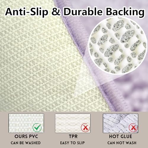 Bathroom Rugs Sets 2 Piece, PVC Backing Quick Dry, Machine Washable Bath Mats for Bathroom Floor-Lavender
