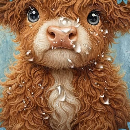 Cute Cow Shower Curtain, Farmhouse Rustic Blue Floral Daisy Highland Cow Shower Curtains for Bathroom, Calf Country Farm Animal Garden Plant Fabric Bathroom Decor with Hooks, 60x72 inch
