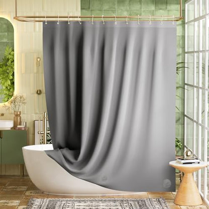 Bathway Shower Curtain Liner, Grey Shower Curtain Liner 72x72 PEVA Waterproof Shower Curtain Liner Plastic with 3 Magnets and 12 Rustproof Metal Grommets, Lightweight Shower Liner for Bathroom