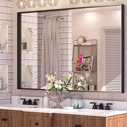 Keonjinn 55x36 Inch Matte Black Bathroom Mirror for Over Sink, Rectangular