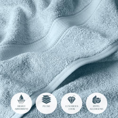 SUPERIOR Egyptian Cotton Ultra Plush & Absorbent, 3 Piece Set, Light Blue