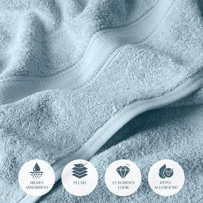 SUPERIOR Egyptian Cotton Ultra Plush & Absorbent, 3 Piece Set, Light Blue