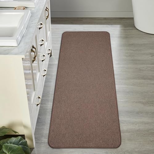 Bath Mat,Ultra Thin Bathroom Runner Rugs,Large Bath Mats for Bathroom,Quick Dry,Non-Slip,Machine Washable,Low Pile,Bath Rug,Shower Outside,Sink,Home Decor Accessories.Brown,1'9"x3'11"（21x47inch）