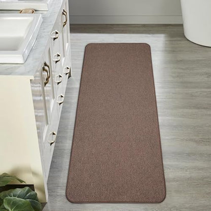 Bath Mat,Ultra Thin Bathroom Runner Rugs,Large Bath Mats for Bathroom,Quick Dry,Non-Slip,Machine Washable,Low Pile,Bath Rug,Shower Outside,Sink,Home Decor Accessories.Brown,1'9"x3'11"（21x47inch）