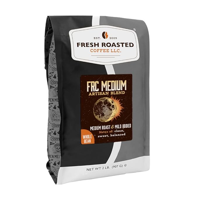 Fresh Roasted Coffee, FRC Medium Roast Blend Whole Bean Coffee, Medium Roast, Kosher, 2 lb (32 oz)