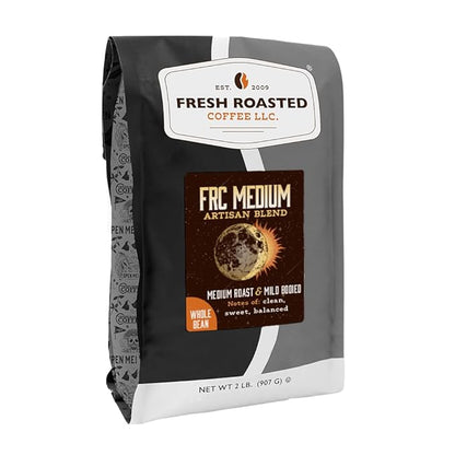 Fresh Roasted Coffee, FRC Medium Roast Blend Whole Bean Coffee, Medium Roast, Kosher, 2 lb (32 oz)