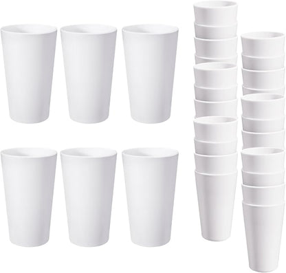 HEYCOME 24 Pcs Unbreakable Plastic Cups Set, 20 oz Reusable Plastic Cups, Stackable Water Tumblers, Drinking Cup for Kitchen, Outdoor, BPA-free, Dishwasher Refrigerator and Microwave Safe, White