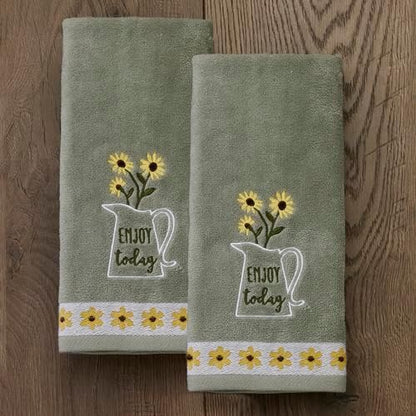 SKL Home Enjoy Hand Towel Set-2pc, 100% Cotton, Embroidered, Gray