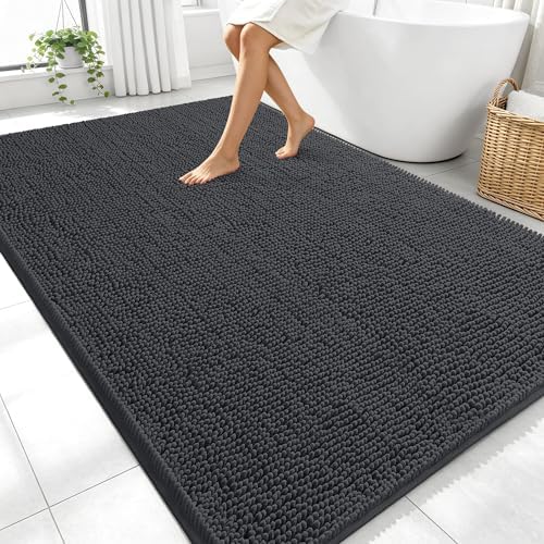 OLANLY Large Bathroom Rugs 70x46, Extra Soft Absorbent Chenille Bath Rugs