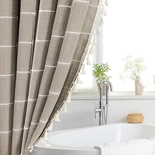 Gibelle Extra Long Boho Farmhouse Shower Curtain for Bathroom 72x84