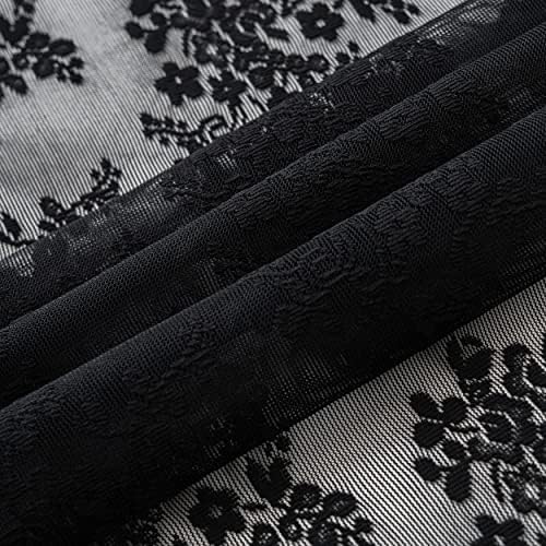 TUDECO Black Lace Shower Curtain for Small Bathroom, 36''W x 72''L