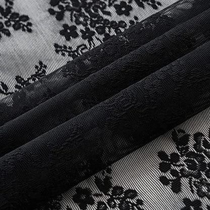 TUDECO Black Lace Shower Curtain for Small Bathroom, 36''W x 72''L