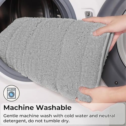 GRANNY SAYS Gray Bathroom Rug 59" x 20", Non-Slip Microfiber Bath Mat