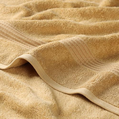 Superior Egyptian Cotton Bath Towel Set, Home Bathroom Towels, Master, Guest Bath, Decor Essentials, Quick Dry, Absorbent, Large Body Towels, Spa, Hotel, Resort, Adult, Kids, Set of 2, Gold